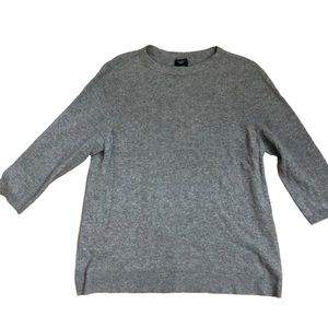 Talbots Grey Pure Cashmere 3/4 Sleeve Crew neck Sweater Sz 2XL